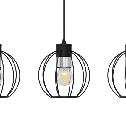 Hängeleuchte an Schnur STARLIGHT 3xE27/15W/230V schwarz/silbern