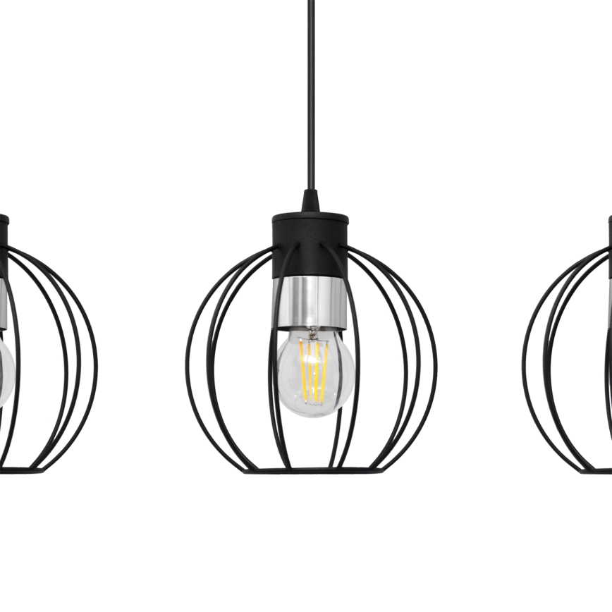 Hängeleuchte an Schnur STARLIGHT 3xE27/15W/230V schwarz/silbern