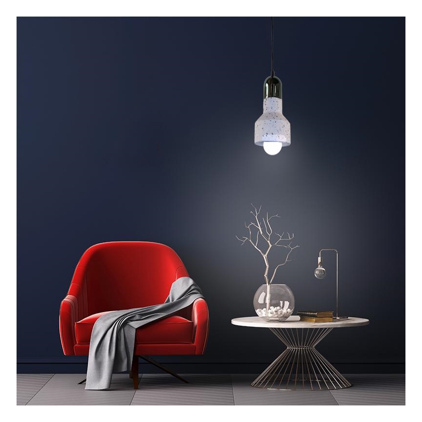 Hängeleuchte an Schnur TERRAZZO 1xE27/60W/230V d 12 cm cremefarben