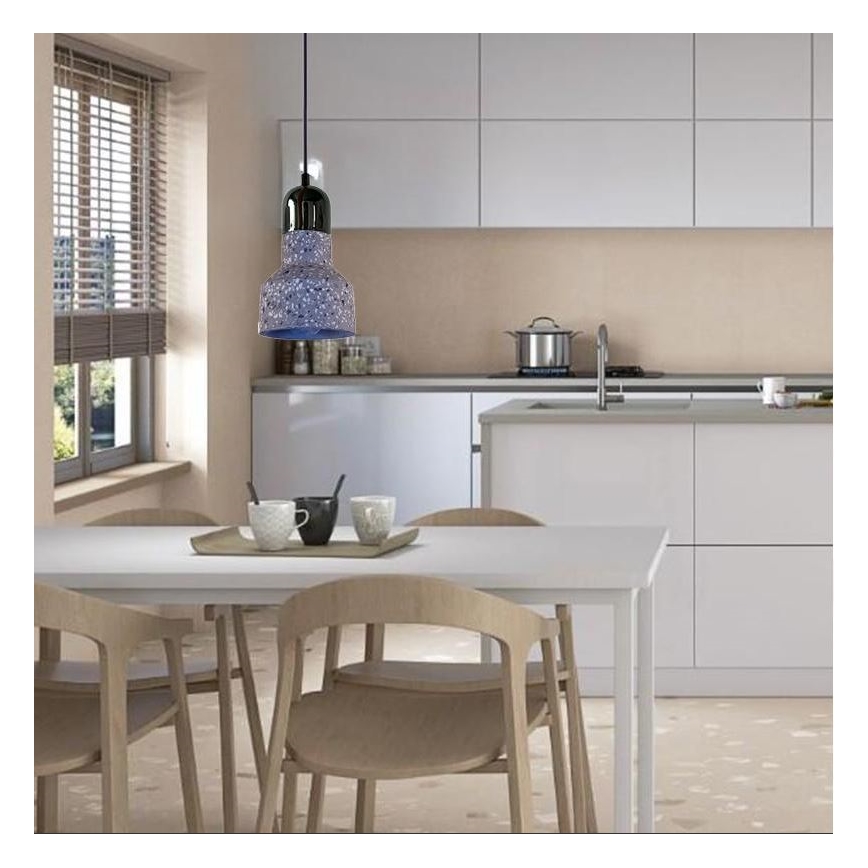 Hängeleuchte an Schnur TERRAZZO 1xE27/60W/230V d 12 cm grau