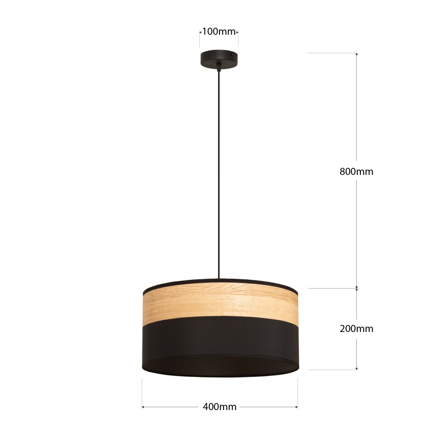 Hängeleuchte an Stahlseil ALBA, 1x E27/15 W/230 V, Ø 40 cm, schwarz/braun
