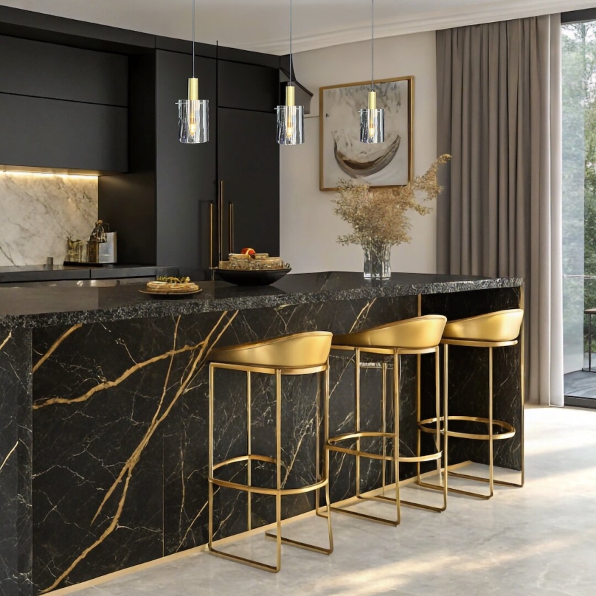 Hängeleuchte ARCADIA 3xE27/60W/230V golden/rauchig