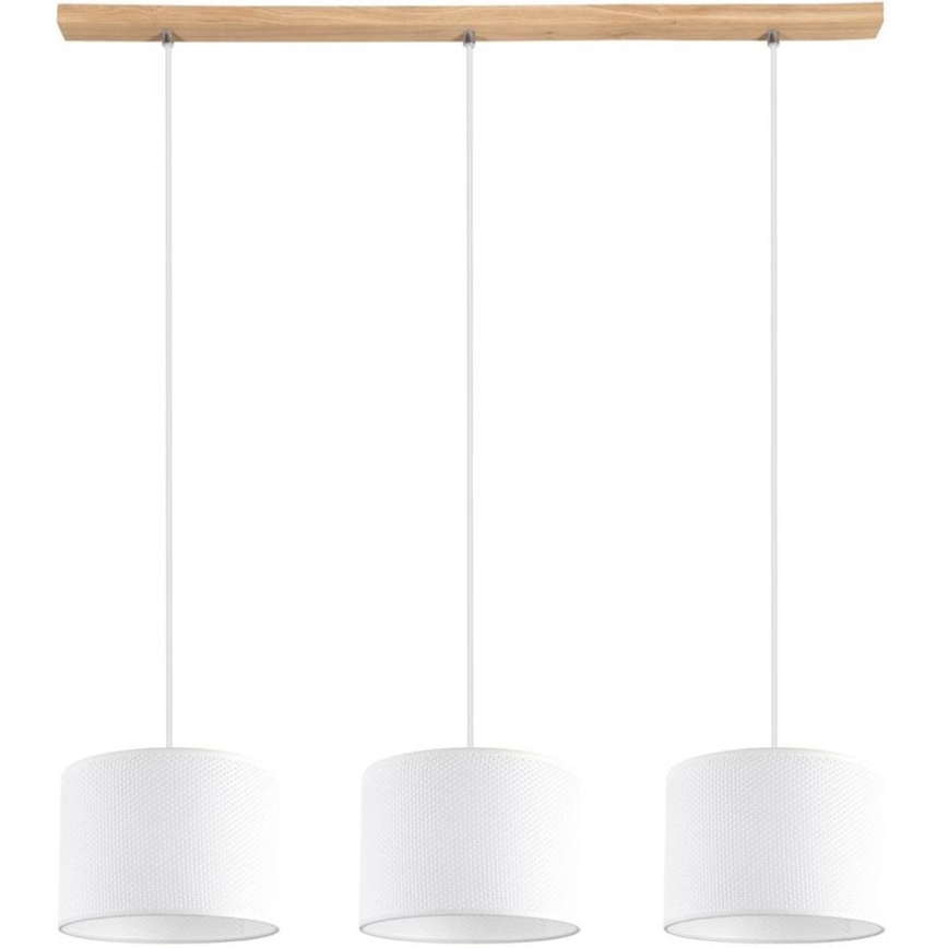 Hängeleuchte BENITA 3xE27/40W/230V weiß/Eiche