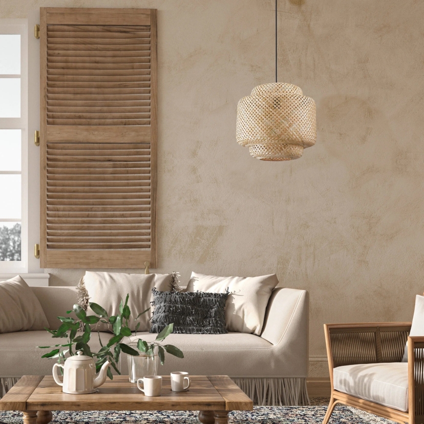 Hängeleuchte BERTA 1xE27/20W/230V d 40 cm Bambus