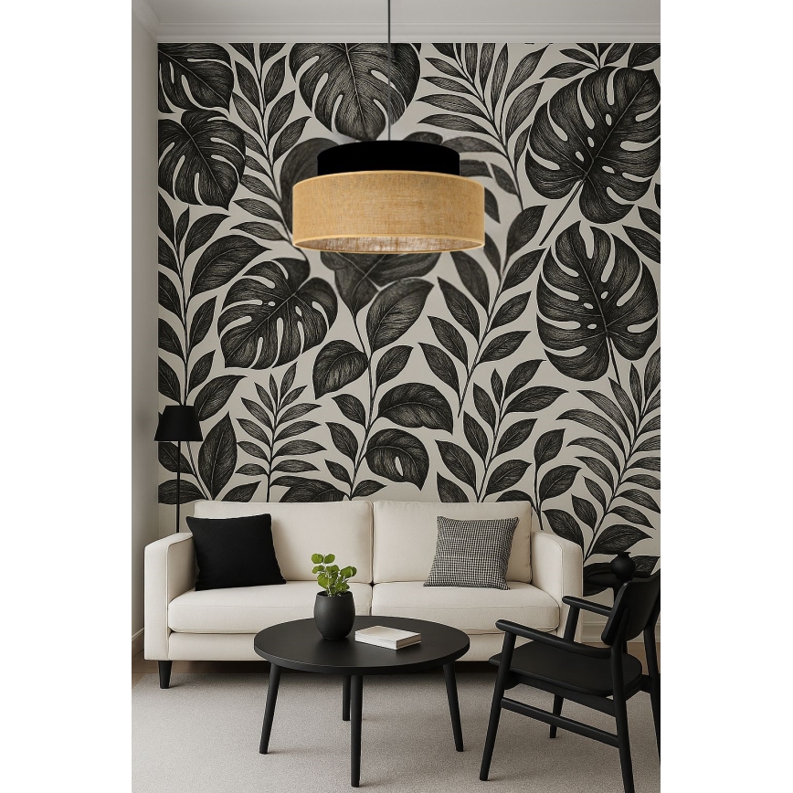 Hängeleuchte BOHO 1xE27/60W/230V schwarz/beige