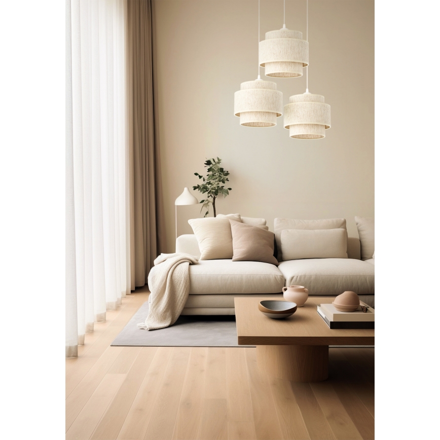 Hängeleuchte BOHO mit Kabelaufhängung, 3x E27/60W/230V, Weiß