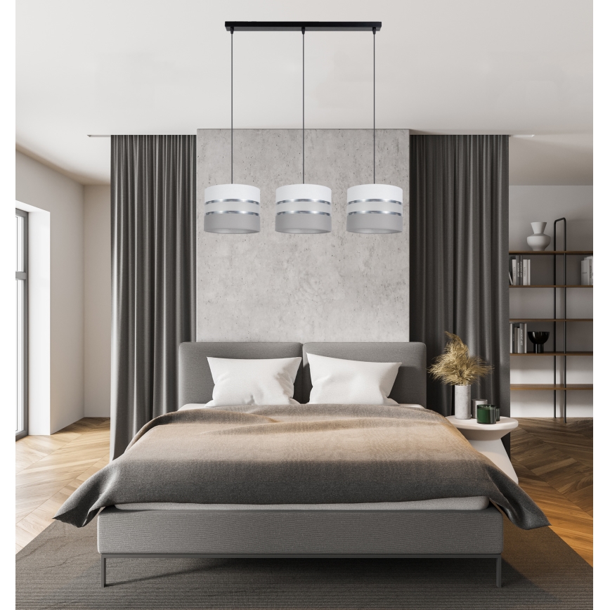 Hängeleuchte CORAL 3xE27/60W/230V weiß/grau