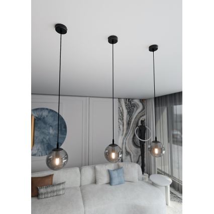 Hängeleuchte COSMO 1xE14/10W/230V d 14 cm schwarz/grau
