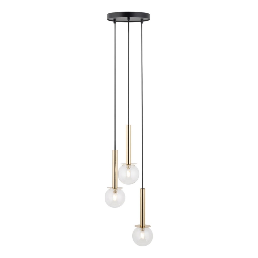 Hängeleuchte DAISY 3xG9/12W/230V d 27 cm golden/schwarz/klar