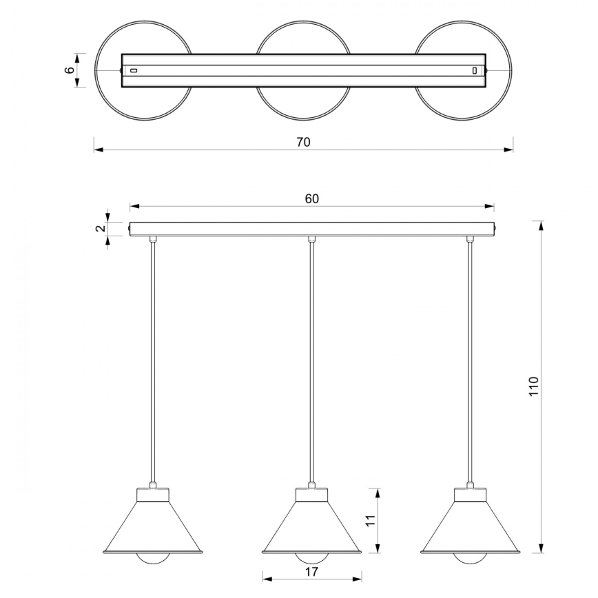Hängeleuchte DEMET 3xE27/60W/230V schwarz/gold