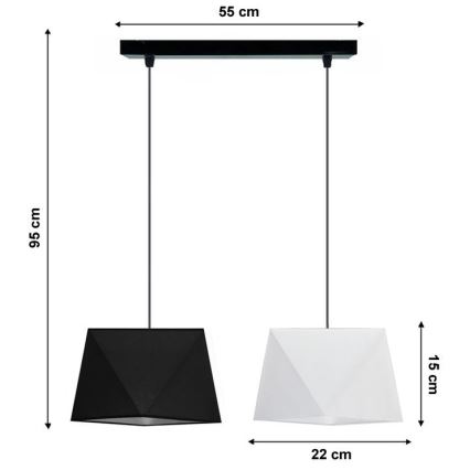 Hängeleuchte DIAMENT 2xE27/60W/230V schwarz-weiß