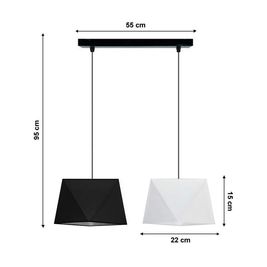 Hängeleuchte DIAMENT 2xE27/60W/230V schwarz-weiß