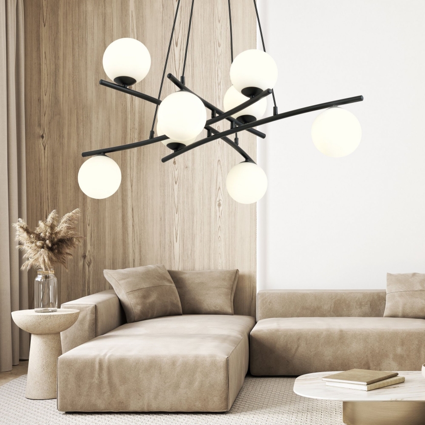 Hängeleuchte ESSA 8xE14/10W/230V schwarz/weiß