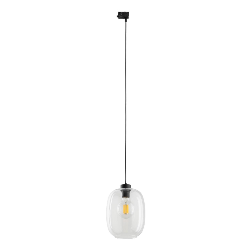 Hängeleuchte für 3-Phasen-Schienensystem ELIO 1xE27/15W/230V schwarz/klar
