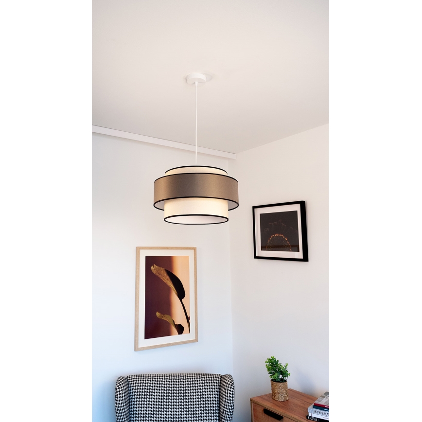 Hängeleuchte GRACE 1xE27/60W/230V cremefarben/braun