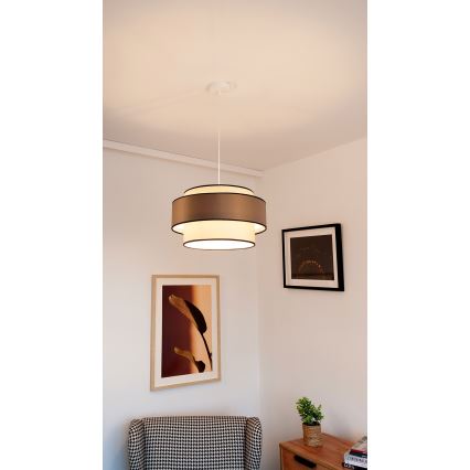 Hängeleuchte GRACE 1xE27/60W/230V cremefarben/braun