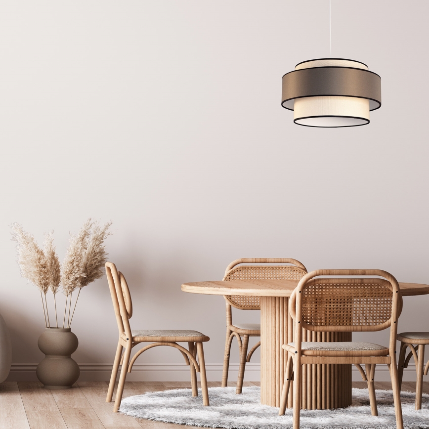 Hängeleuchte GRACE 1xE27/60W/230V cremefarben/braun