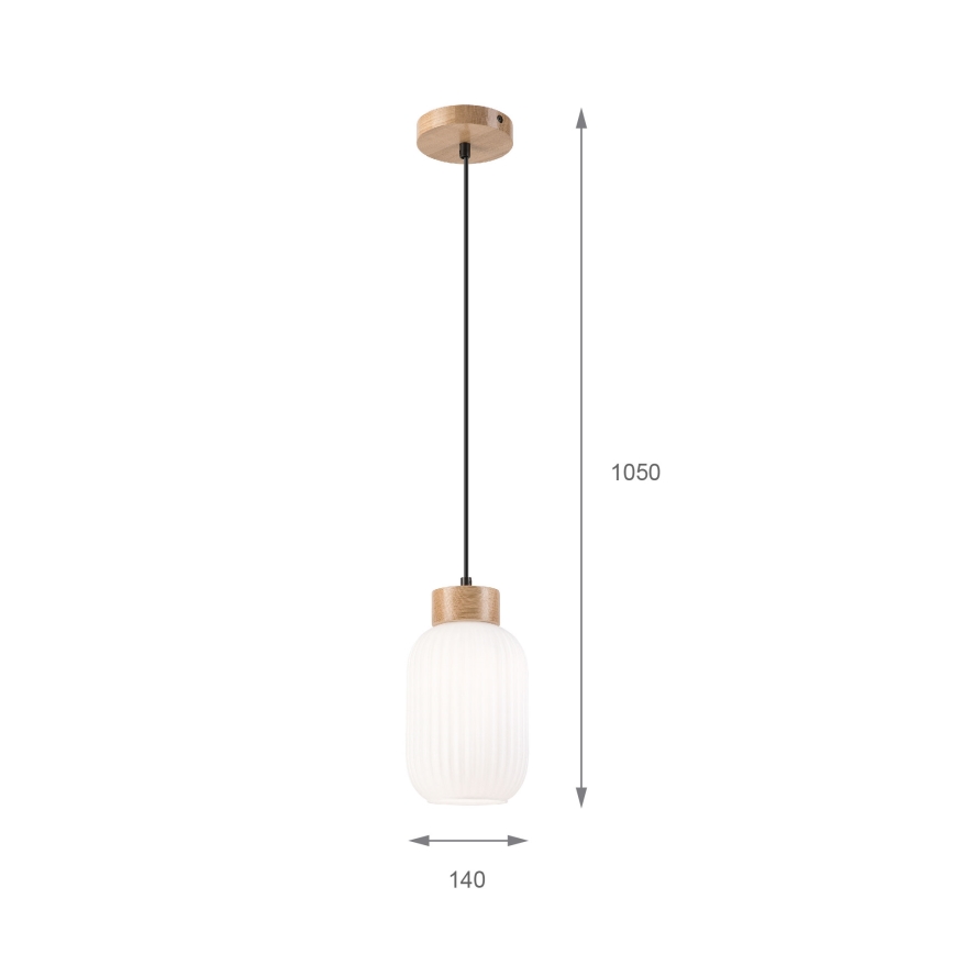 Hängeleuchte HARMONY 1xE27/15W/230V d 14 cm weiß/Eiche
