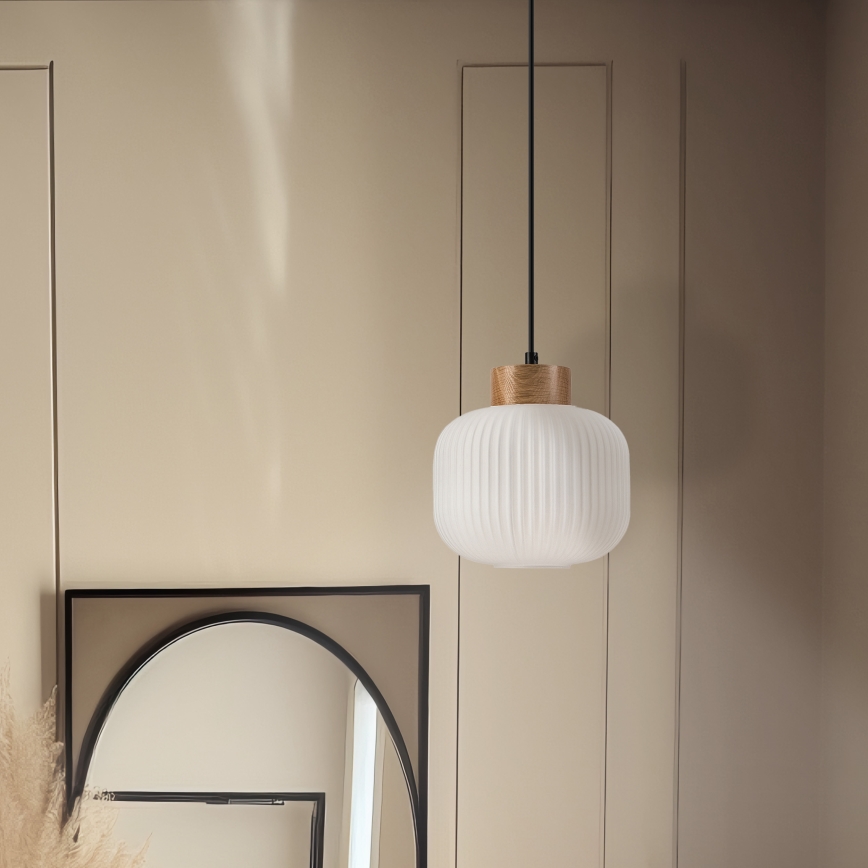 Hängeleuchte HARMONY 1xE27/15W/230V d 20 cm weiß/Eiche