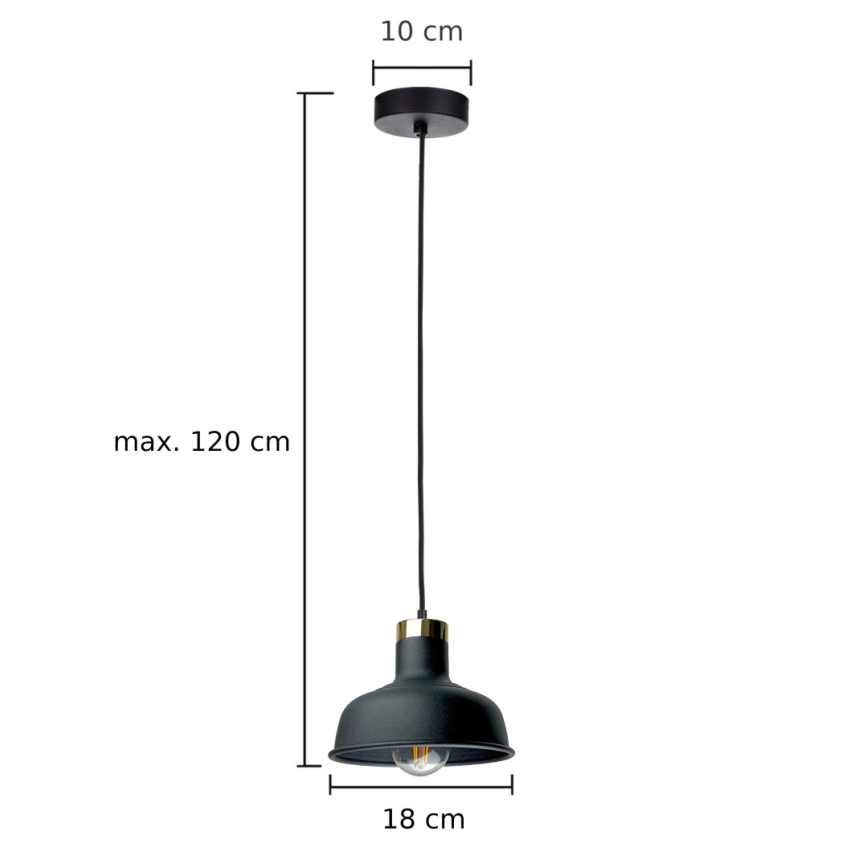 Hängeleuchte HEBE 1xE27/60W/230V schwarz