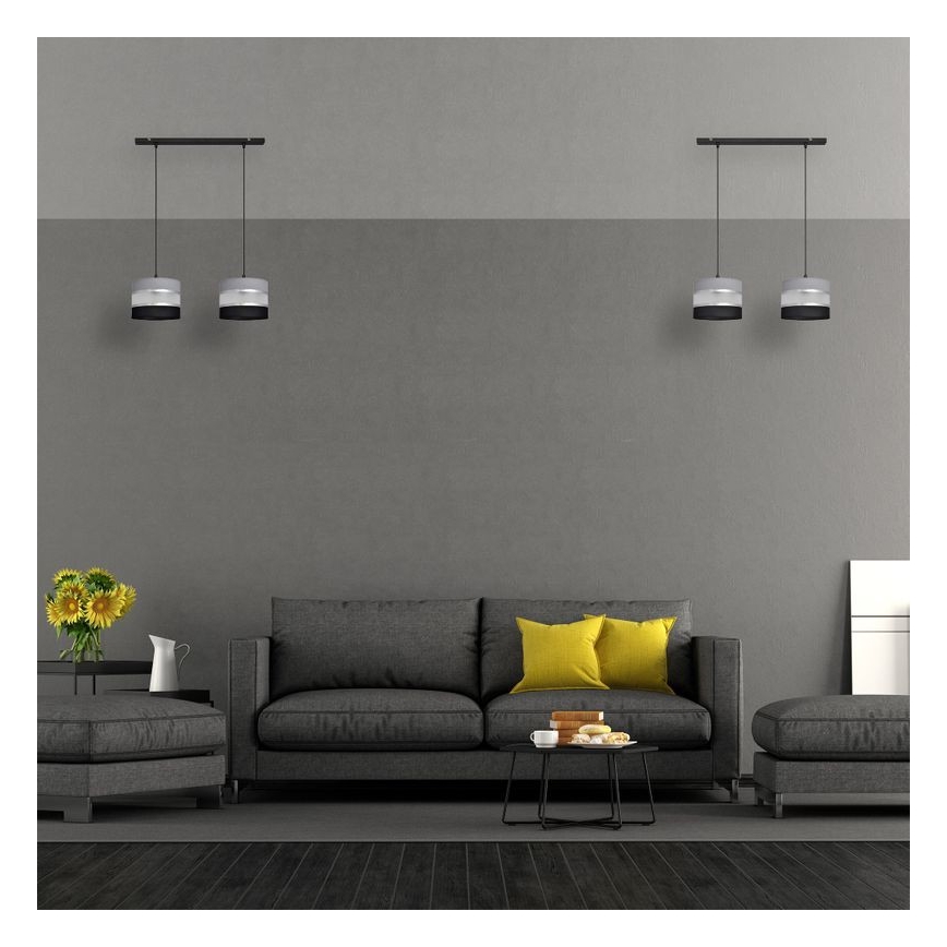 Hängeleuchte HELEN 2xE27/15W/230V schwarz/grau/silber