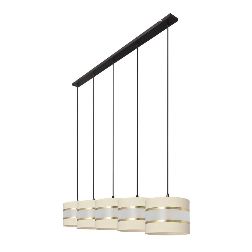 Hängeleuchte HELEN 5xE27/15W/230V Cremefarbe/schwarz/gold