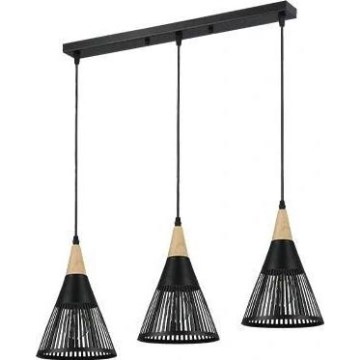 Hängeleuchte HIRA 3xE27/60W/230V schwarz