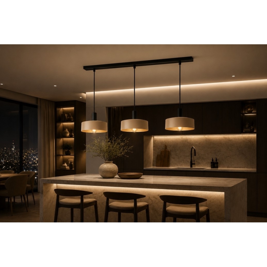 Hängeleuchte LATTE 3xE27/60W/230V beige/schwarz
