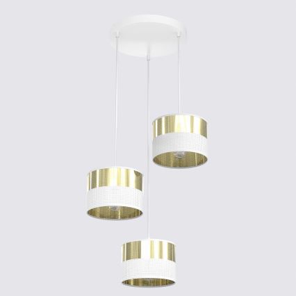 Hängeleuchte LUX an Kabel 3xE27/15W/230V weiß/gold