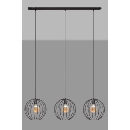 Hängeleuchte MERCURE 3xE27/15W/230V schwarz