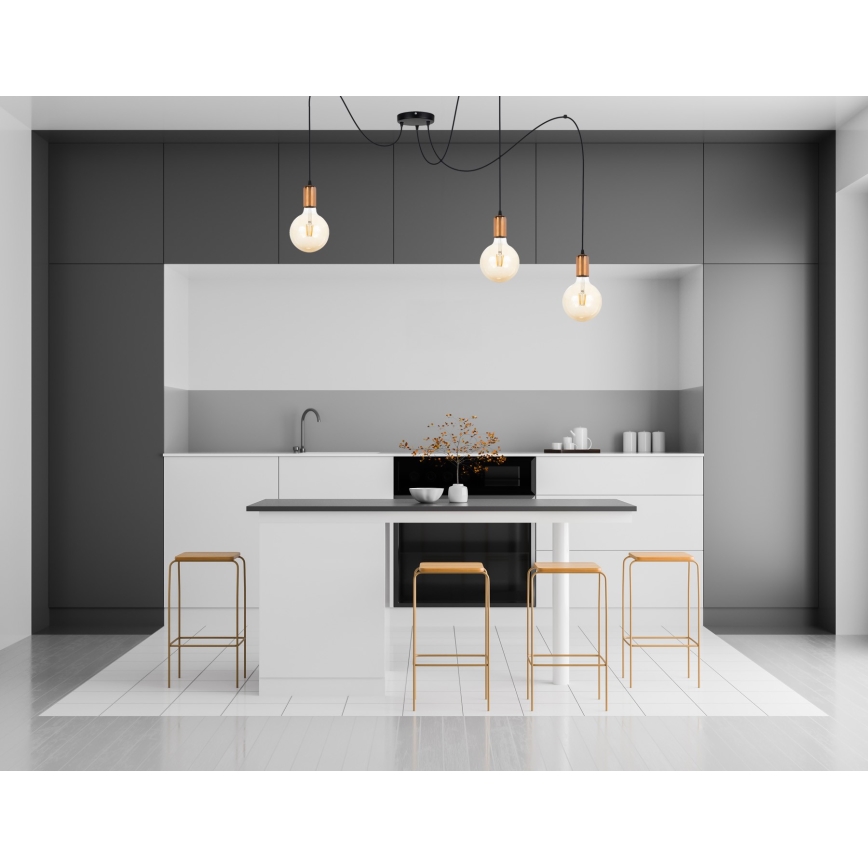 Hängeleuchte MIROS 3xE27/60W/230V Spinne schwarz/kupfern