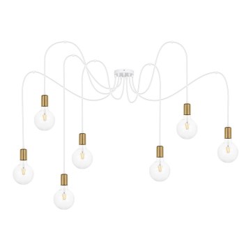 Hängeleuchte MIROS 7xE27/60W/230V Spinne weiß/golden