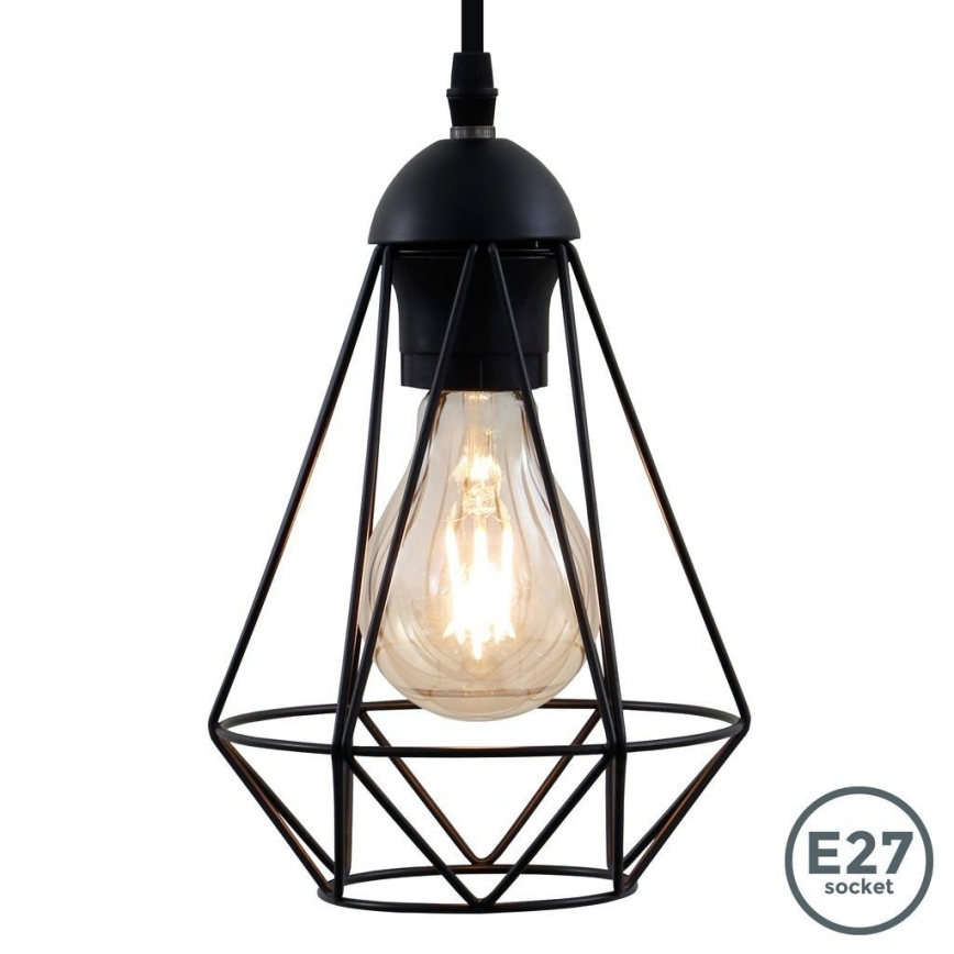 Hängeleuchte mit Kabel 1xE27/40W/230V schwarz