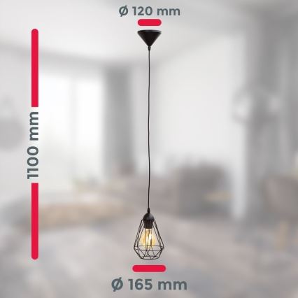 Hängeleuchte mit Kabel 1xE27/40W/230V schwarz