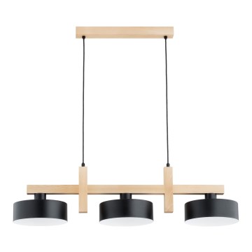 Hängeleuchte mit Kabel CERTA 3xE27/15W/230V schwarz/beige