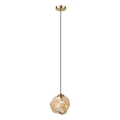 Hängeleuchte mit Kabel CRISTAL 1xE14/15W/230V Messing/rauchiges Beige