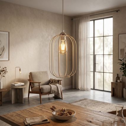 Hängeleuchte mit Kabel DESTELLO 1xE27/15W/230V, Ø 21 cm, beige