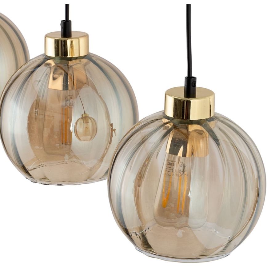 Hängeleuchte mit Kabel DEVI 3xE27/15W/230V Schwarz/rauchiges Beige