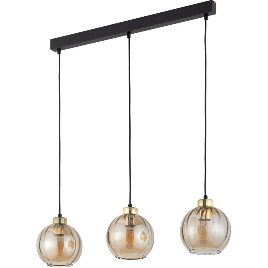 Hängeleuchte mit Kabel DEVI 3xE27/15W/230V Schwarz/rauchiges Beige