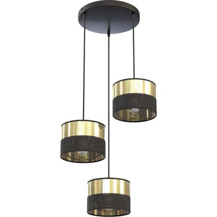 Hängeleuchte mit Kabel LUX 3xE27/15W/230V schwarz/gold