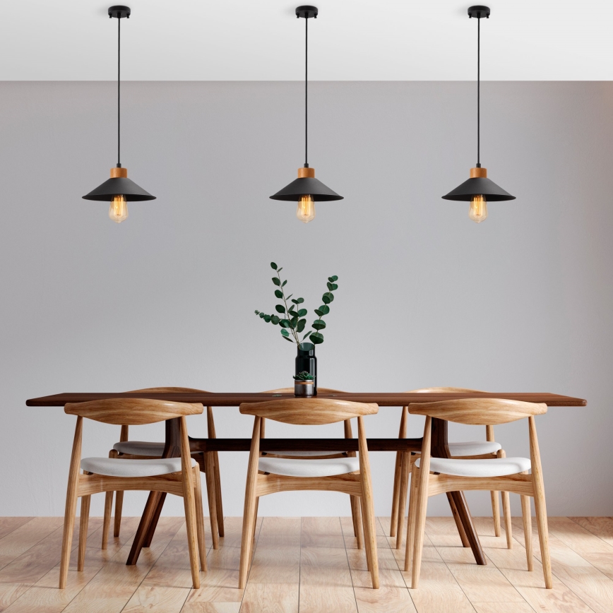 Hängeleuchte mit Kabel MANAVGAT 1xE27/40W/230V schwarz/braun