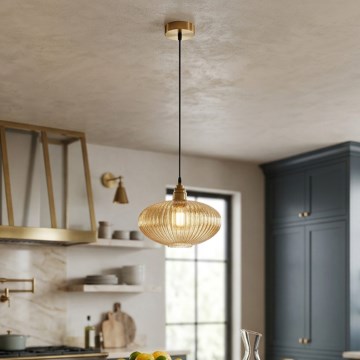 Hängeleuchte mit Kabel MILOU 1xE27/15W/230V gold/rauchbeige