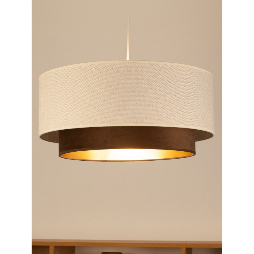 Hängeleuchte mit Kabel NATIA 1xE27/60W/230V Durchmesser 45 cm weiß/braun