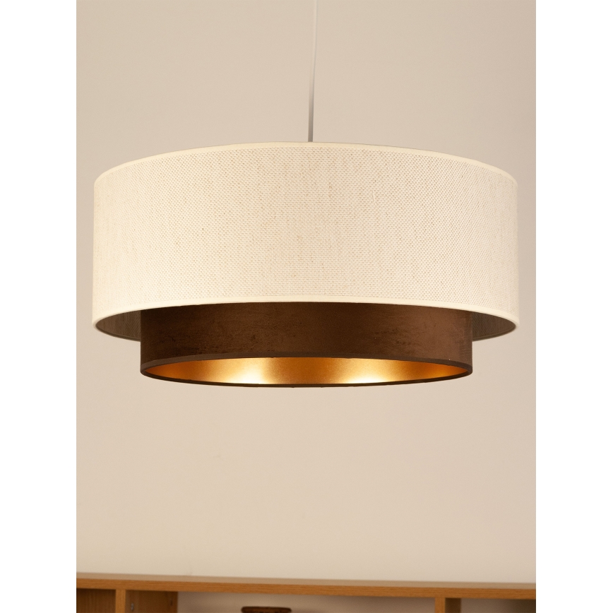 Hängeleuchte mit Kabel NATIA 1xE27/60W/230V Durchmesser 45 cm weiß/braun