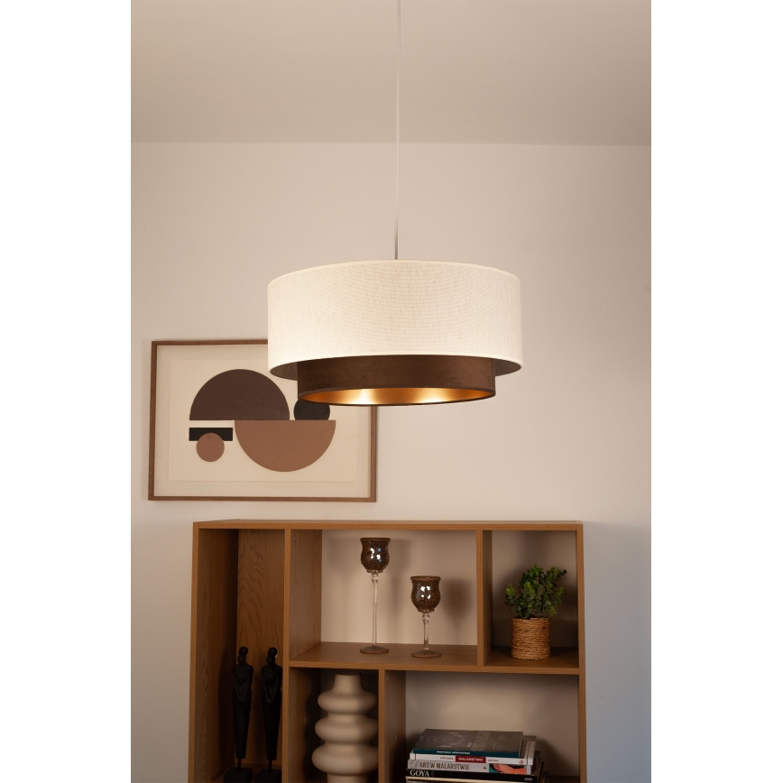 Hängeleuchte mit Kabel NATIA 1xE27/60W/230V Durchmesser 45 cm weiß/braun