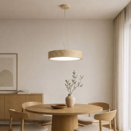 Hängeleuchte mit Kabel NATURAL MODERN 3xE27/15W/230V Ø 47,5 cm Kiefernholz