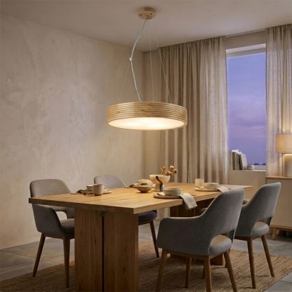 Hängeleuchte mit Kabel NATURAL MODERN 3xE27/15W/230V Ø 47,5 cm Kiefernholz