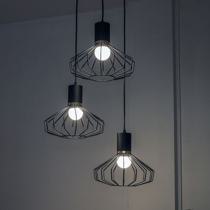 Hängeleuchte mit Kabel SOLANO 3xE27/15W/230V schwarz/gold