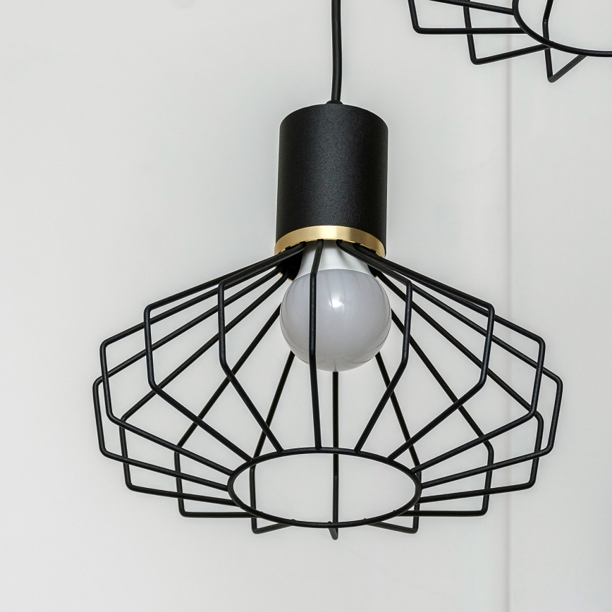 Hängeleuchte mit Kabel SOLANO 3xE27/15W/230V schwarz/gold