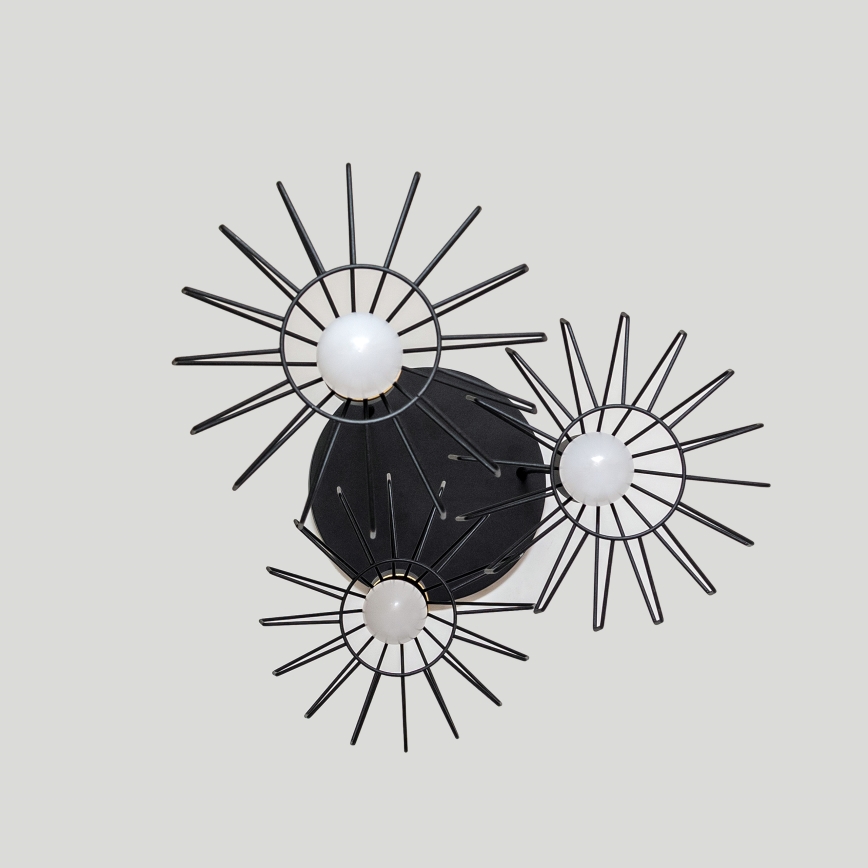 Hängeleuchte mit Kabel SOLANO 3xE27/15W/230V schwarz/gold